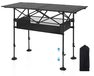 Produktbild von Campingtisch Klapptisch Falttisch - 120 x 55 cm - Höhenverstellbar 68 bis 96 cm - Aluminium