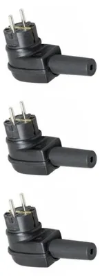 Productafbeelding van Rubberen Stekker met Randaarde - Haaks - 16A 230V - Zwart - Per 3 stuks