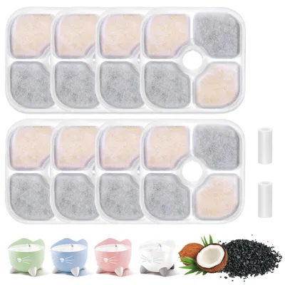 Immagine prodotto di 8 filtri per fontanelle per gatti, filtri multipli con carbone attivo, compatibili con la fontanella per gatti Catit Pixi