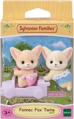 Obrázek produktu pro Panenka, Sylvanian Families Fennec dvojčata, model 5697, vícebarevná, pohyblivá, s lokomotivou
