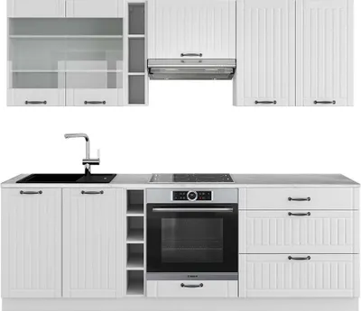 Produktbild von Küchenzeile Vicco Fame-Line Weiß Landhaus/Weiß 235 cm , AP Marmor, Model 42267