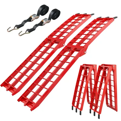Produktbild von TRUTZHOLM 2x Auffahrrampe klappbar 180 cm Traglast 680 kg Alu geriffelt Verladerampe rot