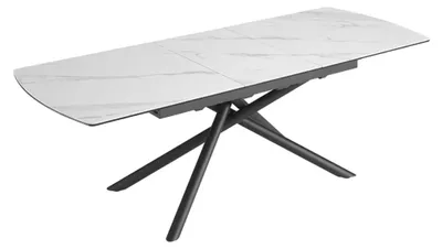 Immagine prodotto di Tavolo da pranzo OPHIRA – Estensibile 180 a 230 cm – Effetto marmo bianco – Piedi in metallo – Stile contemporaneo