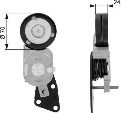 Produktbild von GATES T38426 Spannrolle Keilrippenriemen 70mm für VW POLO (9N) für SKODA Fabia II Schrägheck (542) Fabia II Combi (545) ROOMSTER (5J) für SEAT