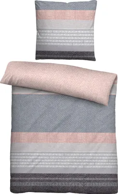 Produktbild von Biberna Feinbiber Bettwäsche Quermuster, 155x220 cm+80x80 cm, silber/grau