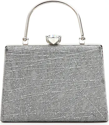 Image de Sac à main de soirée pour femme avec boîte dure de fermeture de cristal pour le mariage de mariée porte-monnaie partie Prom, Argent