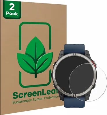 Produktbild von 2x ScreenLeaf Schutzfolie für Garmin quatix 7 Pro nachhaltiger Displayschutz Display Schutz Folie Klar Transparent