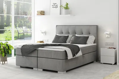 Produktbild von VELAR Boxspringbett mit bettkasten "PALERMO", 160 cm, Grau