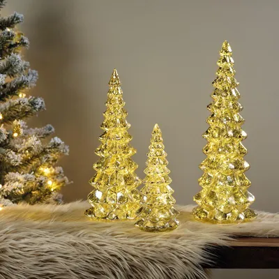 Produktbild von Glas-Weihnachtsbäume mit LEDs – 3er-Set