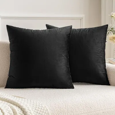 Produktbild von Set mit 2 Samtkissenbezügen, 55 x 55 cm, schwarz