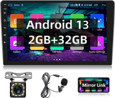 Productafbeelding van Android 2 Din autoradio met GPS-navigatie, Bluetooth, 24 bureaubladthema's, 9 inch autoradio met scherm met WiFi, FM/RDS, spiegellink, achteruitrijcam