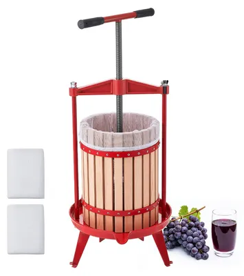 Produktbild von VEVOR Manuelle Beerenpresse 18 L, Weinpresse und Obstpresse für Äpfel, Weintrauben, Orangen und Gemüse, Korb aus Massivem Buchenholz, Apfelpresse mit 2 Filterbeuteln & T-förmigem Griff, Saftpresse