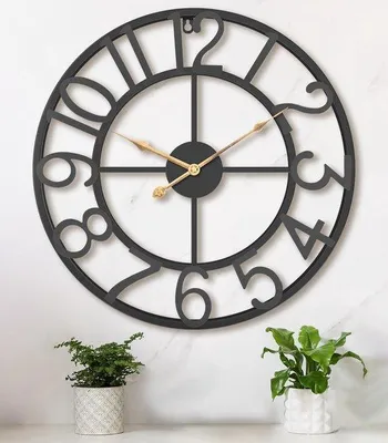 Imagen del producto de Reloj de pared moderno grande, 47 cm, metálico , con números arábigos, ideal para cocina, oficina o comedor