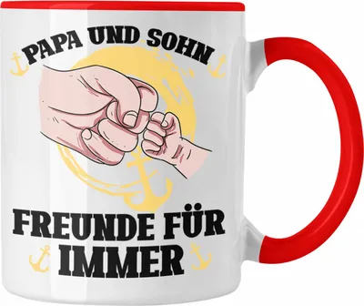 Produktbild von Trendation - Papa Und Sohn Freunde Für Immer Vatertag Tasse Geschenkidee von Sohn Für Papa (Rot)