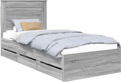 Obrázek produktu pro Rám postele vidaXL s čelem, barva sonoma, rozměry 75 x 190 cm, materiál: dřevo