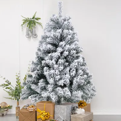 Zdjęcie produktu dla Choinka świąteczna ISOISL, 120 cm, sztuczna, z efektem śniegu, 340 gałązek, gęsta, wykonana z tworzywa sztucznego, z solidną metalową podstawą