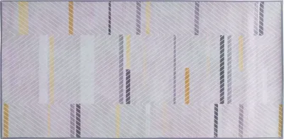Obrázek produktu pro BELIANI Koberec šedý se žlutým pruhovaným vzorem 80 x 150 cm obdélníkovým moderním