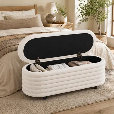 Immagine prodotto di Panca contenitore, panca imbottita per la camera da letto, panca imbottita per il letto, panca contenitore con cuscini, panca-cassettiera per soggiorno e ingresso (modello A)