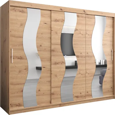 Produktbild von Kleiderschrank, Schiebetürenschrank Schlafzimmer, Schrank mit Spiegel SEWILLA 250 cm