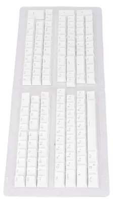 Imagen del producto de 132 teclas de teclado, tapa de tecla de perfil ruso OEM, acabado mate, tapas de tecla ergonómicas de ABS para teclados de 61, 62, 64, 68, 84, 87, 104 y 108 teclas, color blanco