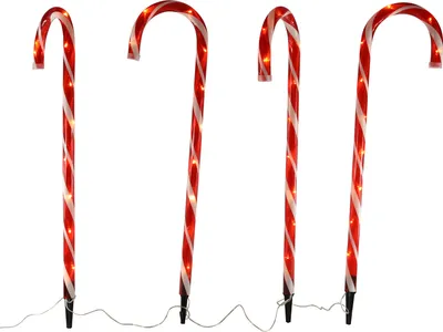 Produktbild von XXL LED Zuckerstangen Garten Stecker - 4er Set / 76 cm - Outdoor Weihnachts Deko mit Timer für Außen