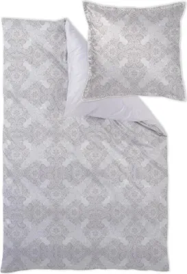 A duvet cover and pillowcase set laid out flat on a white background.