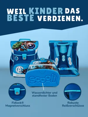 Produktbild von Avengers Schulranzen Set 15tlg Scooli Campus Fit Schultasche 1. Klasse mit Sporttasche und Schultüte 85cm Schulanfang Einschulung
