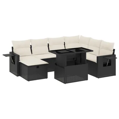 Produktbild von vidaXL 8-tlg. Garten-Sofagarnitur mit Kissen Schwarz Poly Rattan