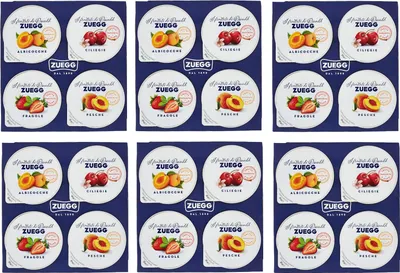 Produktbild von 6x Zuegg Monoporzioni Marmeladen in Einzelportionen 4 Verschiedene Geschmacksrichtungen Aprikose - Pfirsich - Kirsche - Erdbeere 100g (4 x 25g) Fruchtaufstriche