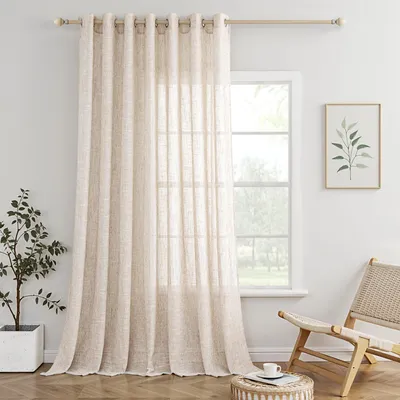 Zdjęcie produktu dla Omgoods - Nowoczesne, półprzezroczyste zasłony z lnu, idealne do sypialni i drzwi - 300 x 225 cm