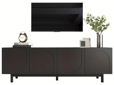 Image de Meuble TV - Meuble de télévision - Rangement TV - Meuble TV avec étagère réglable (127-150 cm)