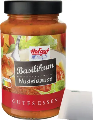Produktbild von Hofgut Nudelsauce Basilikum (490g Glas) + usy Block