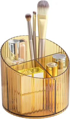 Produktbild von Make-up Pinselhalter Acryl, 3 Fächer, vintage gestreift, für die Aufbewahrung