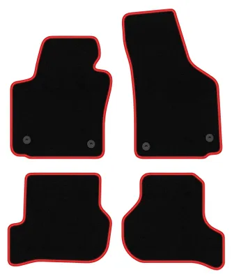 Obrázek produktu pro Velurové autokoberce pro: Seat Leon II 2005-2012 hatchback černo-červené