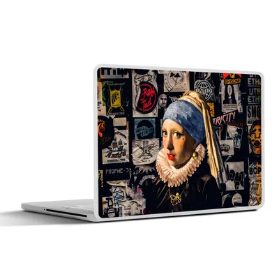 Produktbild von MuchoWow® Laptop Aufkleber Sticker Cover Das Mädchen mit dem Perlenohrring - Tätowierung - Vermeer 30x21 cm - Sticker für Laptop - Selbstklebend
