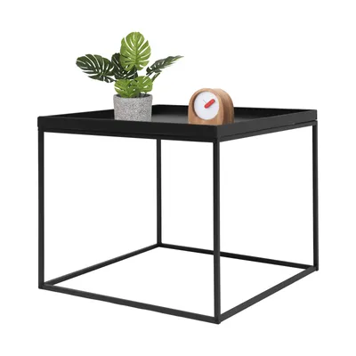 Obrázek produktu pro Čtvercový boční stolek 24" Moderní konferenční stolek Kovové stoly Matná černá