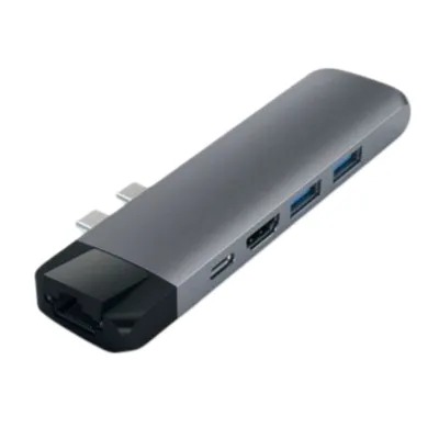Obrázek produktu pro Satechi, Duální rozbočovač USB-C Pro z hliníku s Ethernetem a HDMI 4K, antracitově šedý