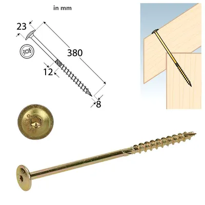 Produktbild von DMX - Holzbauschrauben mit Tellerkopf CT - 8mm TORX - Zink galvanisiert