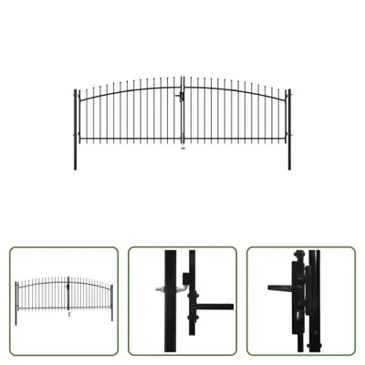 Obrázek produktu pro Dvoukřídlá zahradní brána s hroty 400 x 150 cm od The Living Store