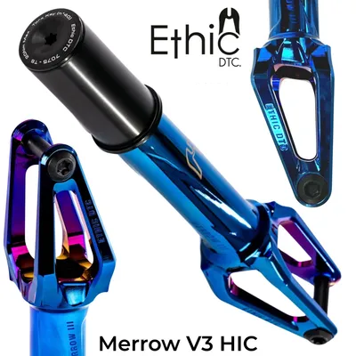 Produktbild von Ethic DTC Merrow V3 8/12Std Stunt-Scooter Gabel HIC Chrome Blau