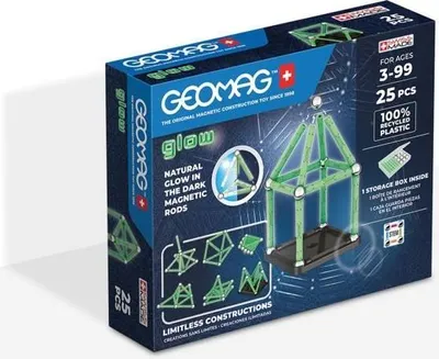 Produktbild von Bausatz, GEOMAG Glow Recycled, 25 Teile, Lumineszierend, Magnetisch, Recyceltes Plastik, 3-99 Jahre