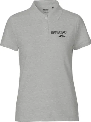Produktbild von Huuraa Damen Polo Shirt Holsteinerin mit Herz S Sport Grey Bio Baumwolle Fairtrade Poloshirt Geschenkidee