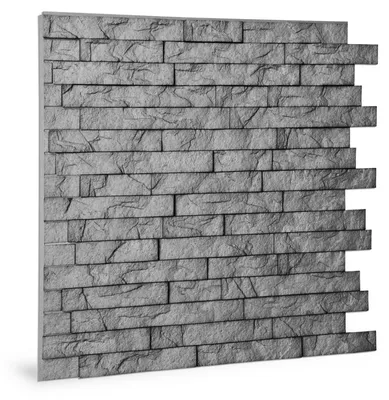 Image de Profhome 3D 704500 Ledge Stone Portland Cement Panneau décoratif 3D brillant gris 2 m2