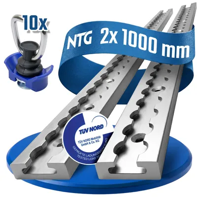 Produktbild von Airlineschiene Zurrschiene 2 x 1 m 1 Meter eckig m. Bohrungen u. Kunststofffitting
