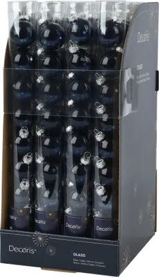 Produktbild von Weihnachtskugeln Glas 3cm mit Sternfüllung 9 Stk Nachtblau transparent