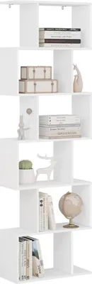 Produktbild von WOLTU Bücherregal 6 Ebenen, Standregal Bücherschrank, S-förmig, 60x189,5x24cm : Weiß Farbe: Weiß