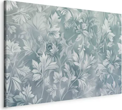 Produktbild von Vlies Leinwandbild - Ornaments in Worn Muted Turquoises: Delicate Plant Pattern 30x20 cm Muster f-H-10014-b-a