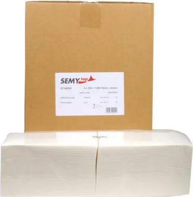 Produktbild von Tafelserviette SEMYtop | 2-lagig | 1/8-Falz | weiß | 40x40 cm | 1000 Servietten