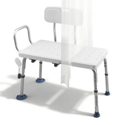 Produktbild von Badewannen-Transferbank - Duschstuhl/Duschsitz - 180 kg Tragkraft - Höhenverstellbar - Arm- & Rückenlehne - Vorhangschlitz - Für Senioren & Personen mit eingeschränkter Mobilität