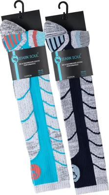 Produktbild von Ski und Snowboard Socken mit Spezialpolsterung, 2 Paar  - 35 - 38 - Marine / Türkis